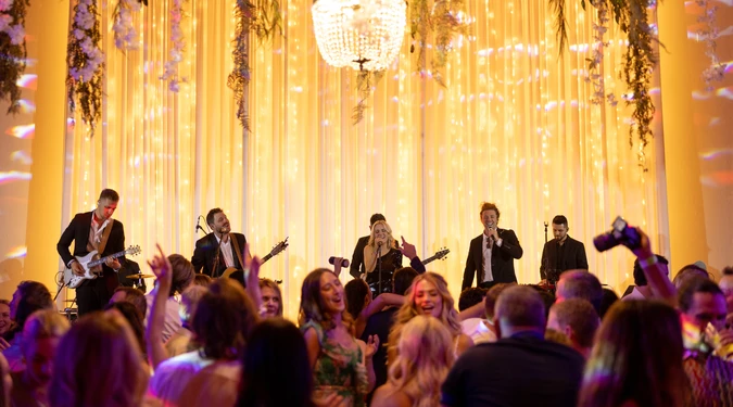 Live band performing on stage in Las Vegas